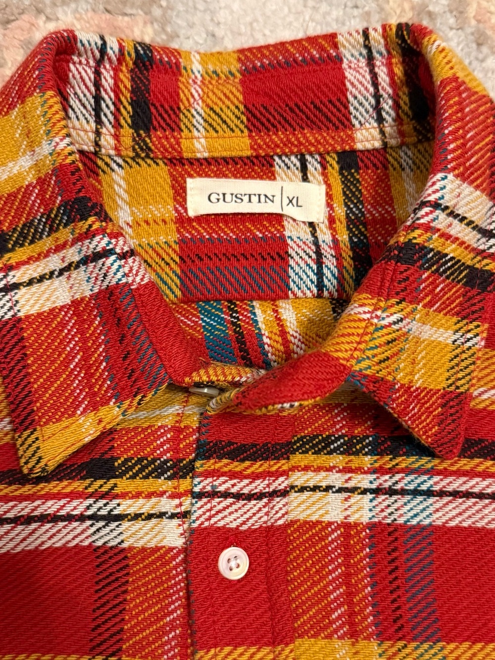 Gustin #609 Retro Loose Weave Plaid - Red Yellow XL